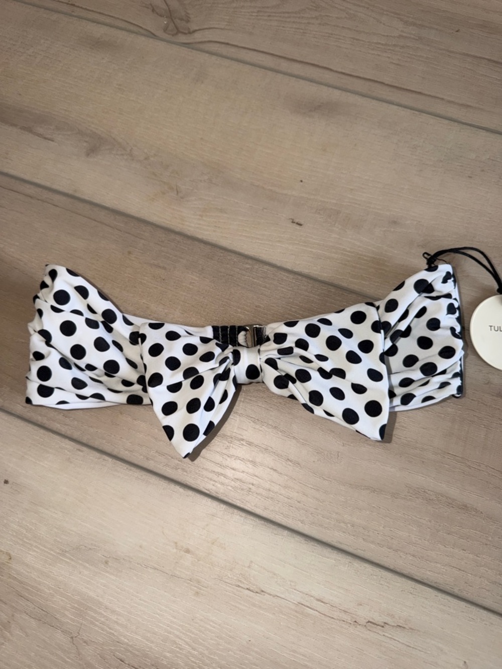Tularosa Black and White Polka Dot Bandeau Bikini Top